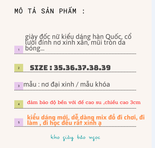 Giày đốc Nữ nơ xinh mẫu mới 2022