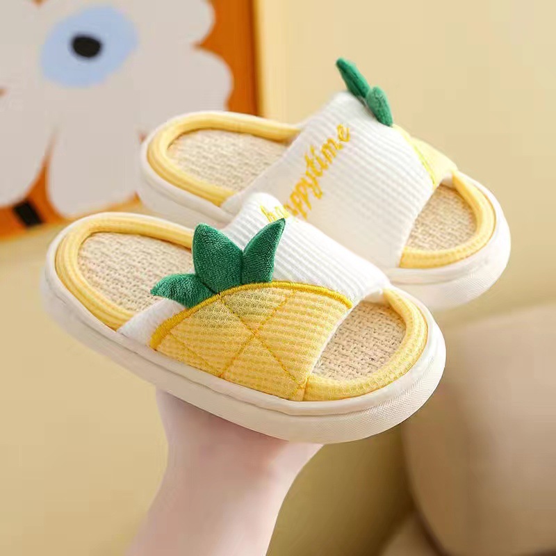 YA ZHOU LONG children's cotton and linen slippers new summer Indoor boys and girls thick sole non-slip soft sole sandals