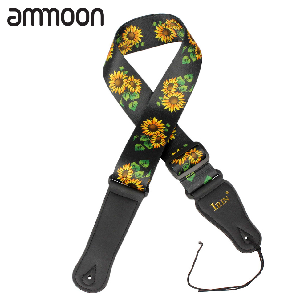 IRIN Guitar Strap Adjustable Polyester Belt PU Leather Ends for Acoustic Folk Classic Electric Guitar Bass