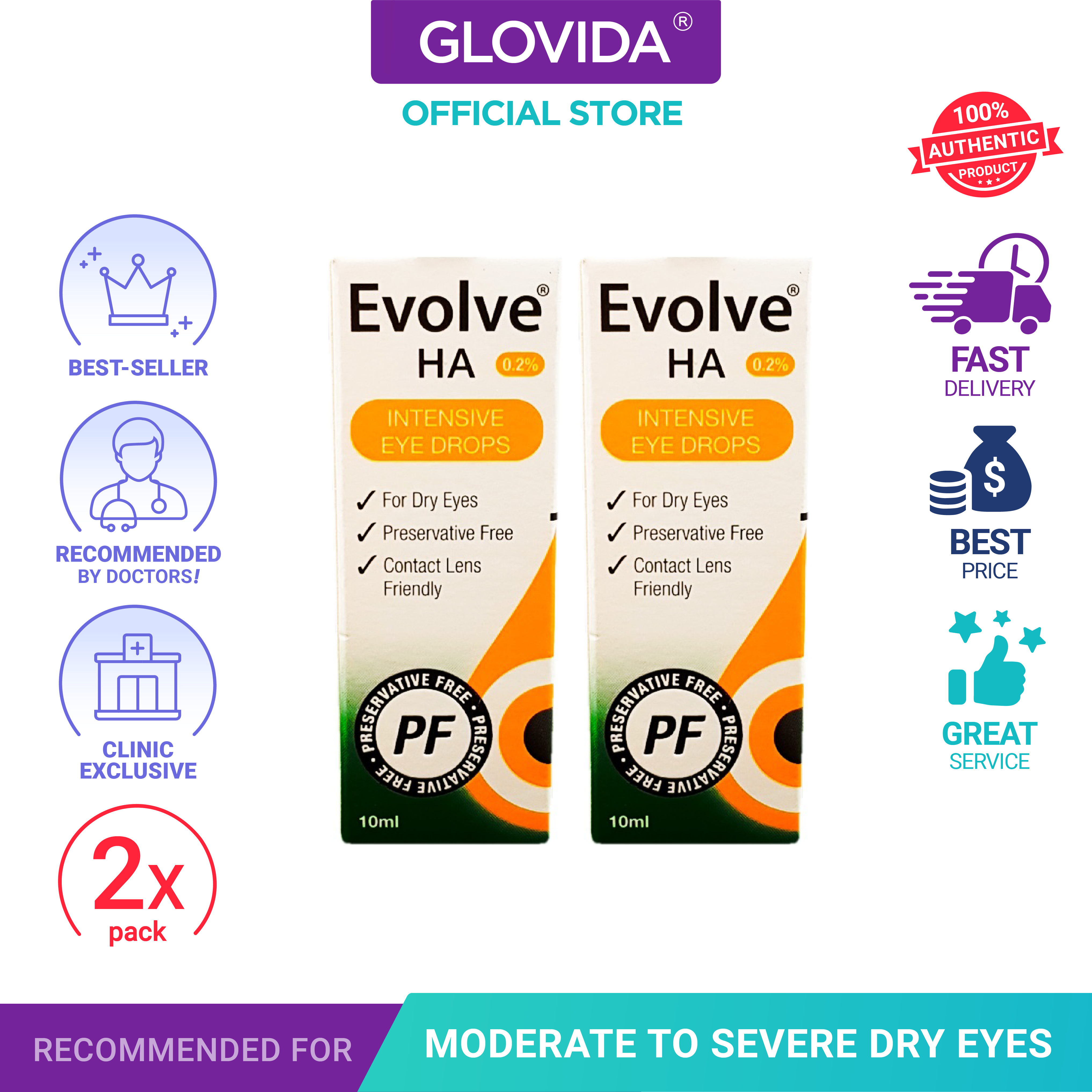 [CLINIC EXCLUSIVE] Evolve HA 0.2 Intensive Eye Drops 10ml, Exp Nov24