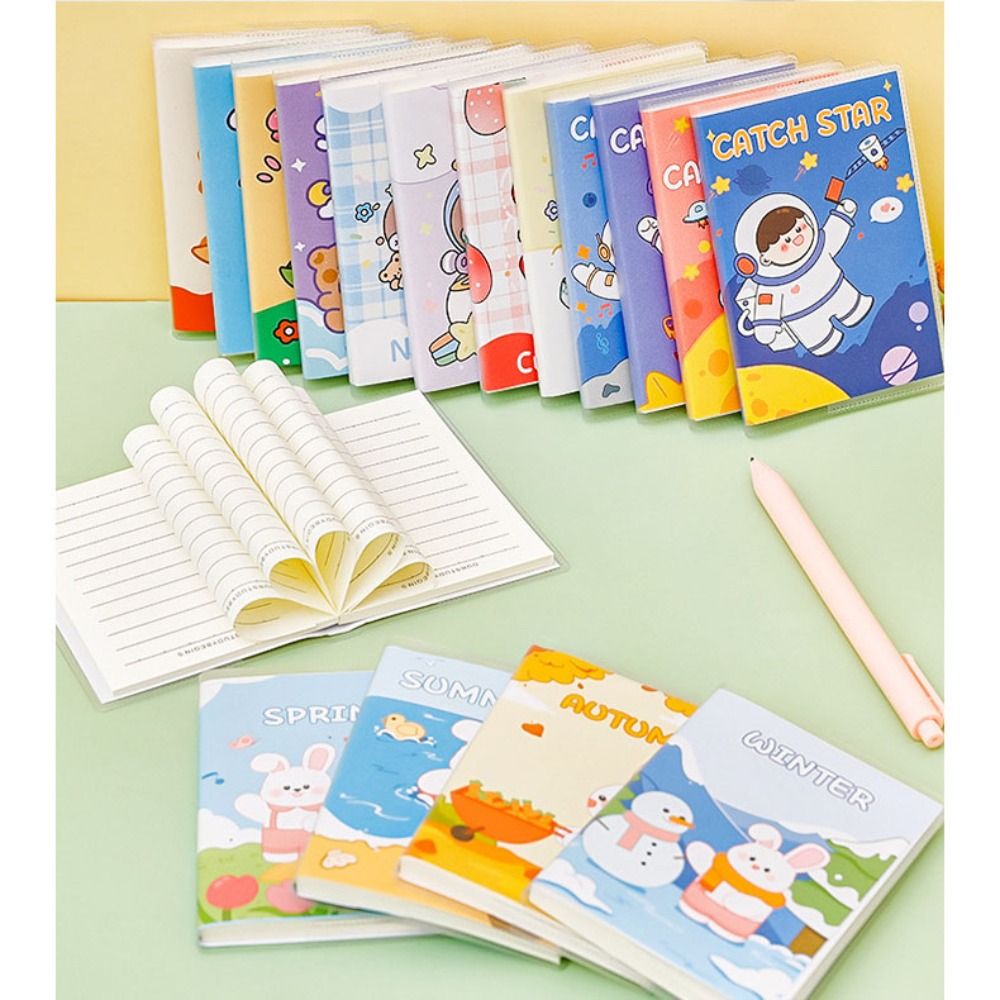 MMLUCK Rubber Sleeve Book Cartoon Mini Notebook A7 Lovely Diary Mini Planner Notebook DIY Journal Forest Mini Share Book Stationery Gift