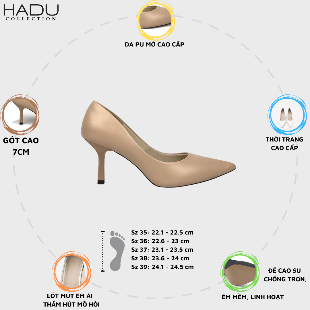 Giày cao gót 7cm SHOE STORE G760 da mờ