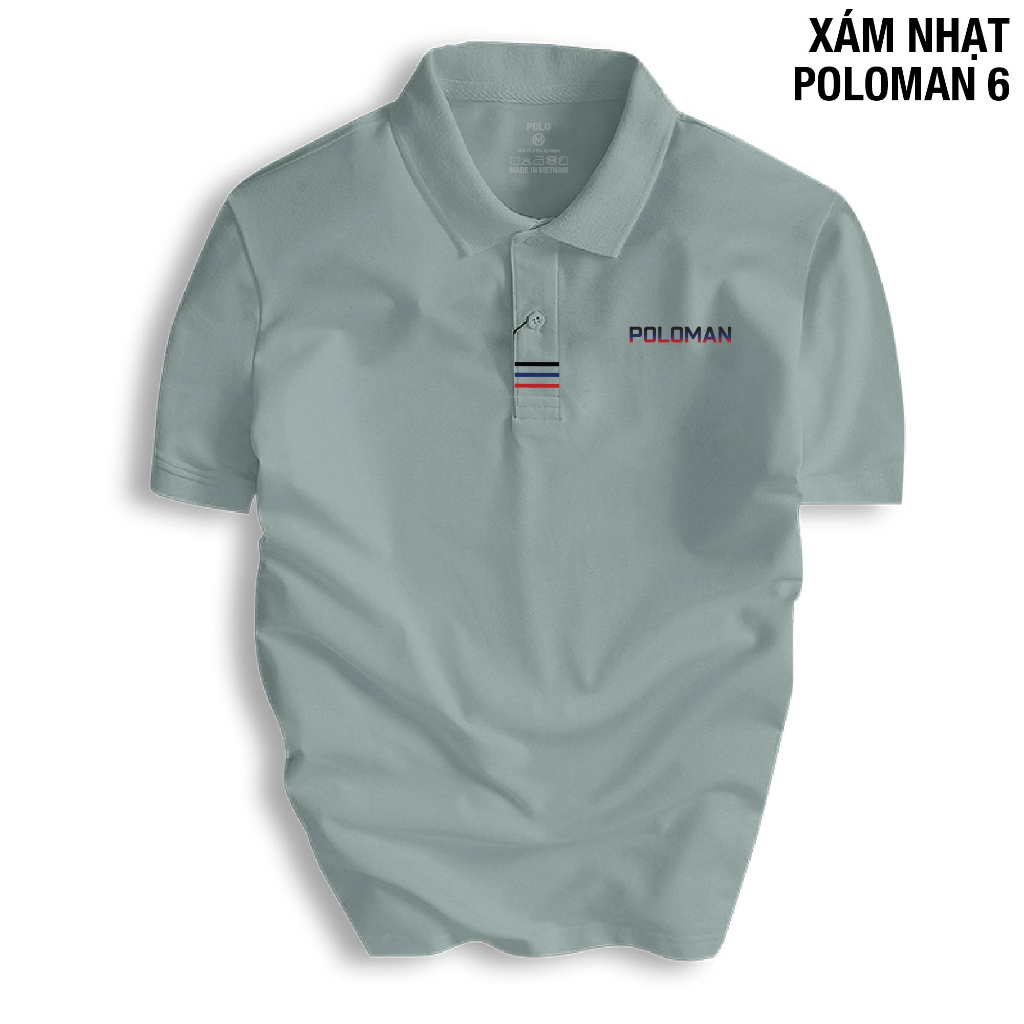 Áo thun POLOMAN 6 nam cổ bẻ BASIC CVC vải cá sấu co dãn thanh lịch.