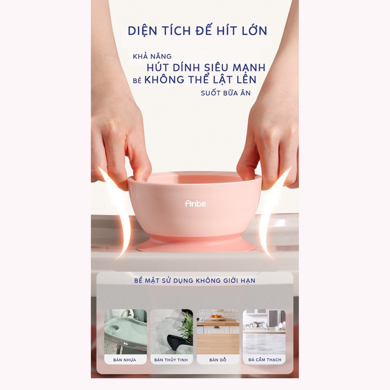 Bát Chén Ăn Dặm Đế Hít Silicon Chống Đổ Cho Bé Có Nắp 400ml