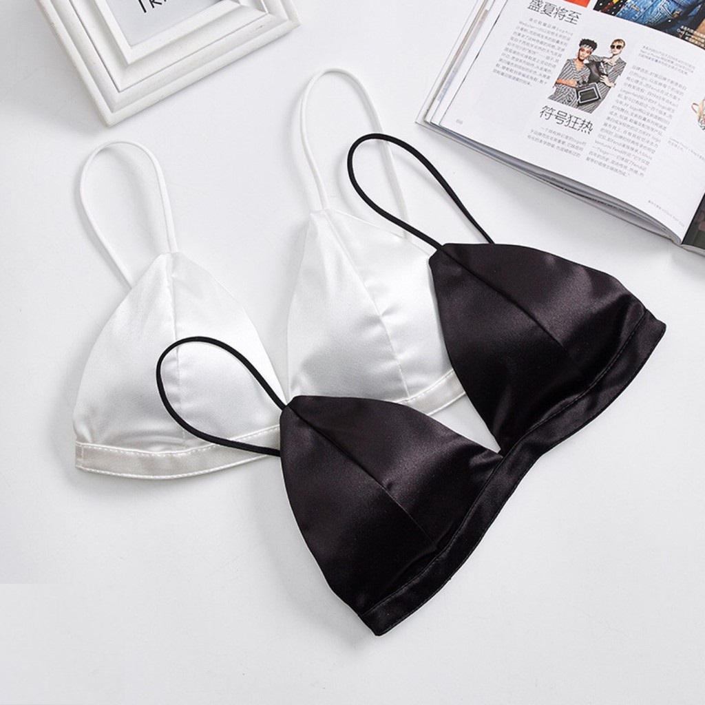 Áo Bra Satin Bóng Trơn Dây Mảnh