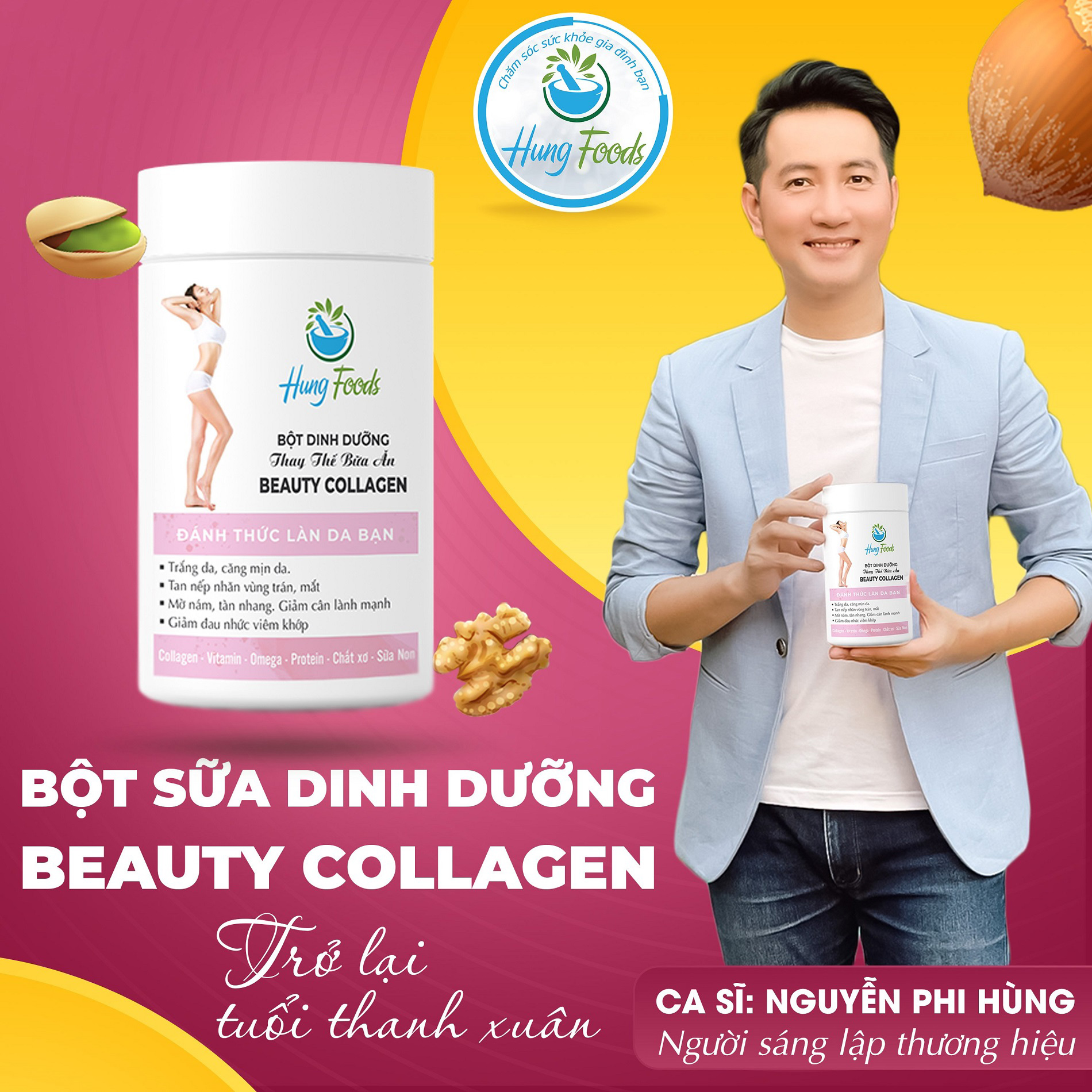 Bột Sữa Beauty Collagen, Dinh Dưỡng Cho Phái Đẹp 500g, Trắng Da, Đẹp Da, Giảm Cân - Chính Hãng Hung Foods thumbnail