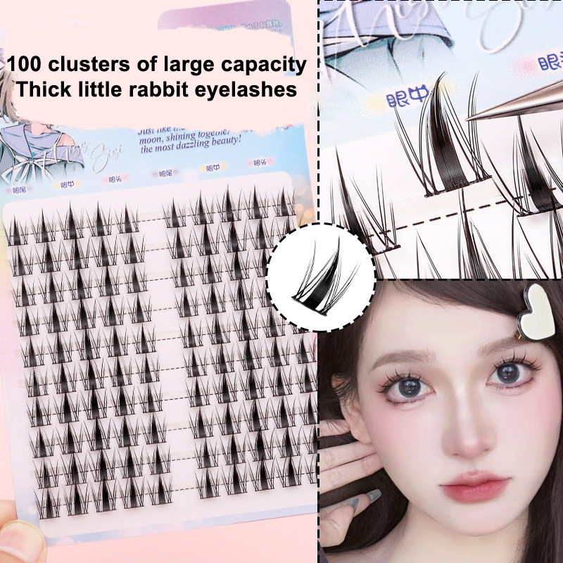 Simulation%20Rabbit%20Series%20False%20Eyelashes%20Comic%20Individual%20Cluster%20Reusable%20Segmented%20Winged%20Thick%20Lash%20Extension%2012mm%20Eyelashes%20JIJIN%20-%20Image%203