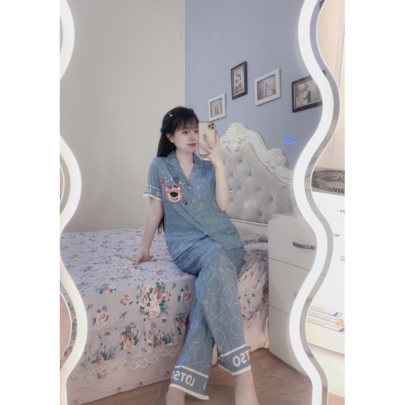 Bộ Lụa xước Hàng thiết Kế Tay ngắn siêu xinh