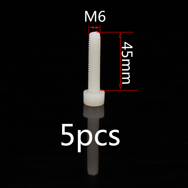 White nylon hex socket head cap screw m3 m4 m5 m6 m8 plastic hexagon screws bolts length 5mm-60mm millimeters