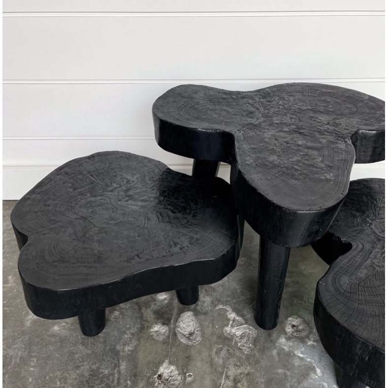 Ghế/Bàn Gỗ Sơn Đen Phong Cách Rustic, Minimalism