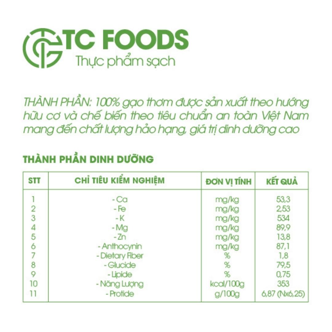 Gạo dẻo Thơm Lài TC Foods, ngon cơm, dễ nấu, không bị cứng khi nguội, túi được hút chân không dễ dàng bảo quản