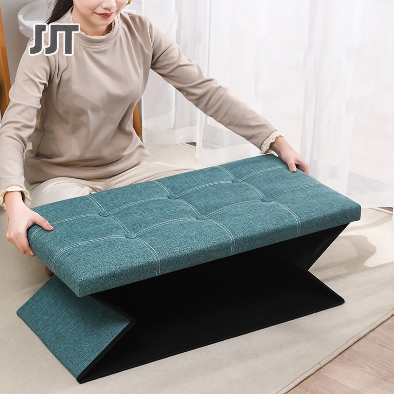Fabric storage stool storage stool multifunctional can sit and change shoes stool small sofa stool folding storage box home