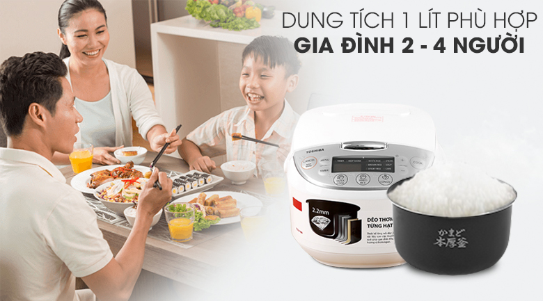 Nồi cơm điện tử Toshiba 1 lít RC-10DH2PV(W) (Mẫu trưng bày mới 99% không thùng)