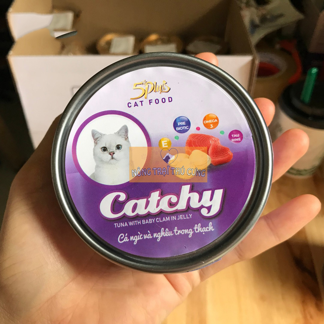 Pate Cho Mèo 5Plus Catchy Lon 160g - Nhiều Vị - [Nông Trại Thú Cưng]