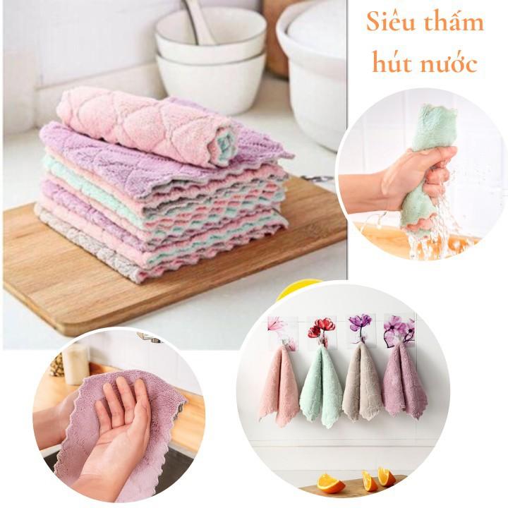 Combo 10 Khăn lau đa năng nhà bếp cao cấp 2 mặt siêu thấm nước siêu mềm mại 15x20cm