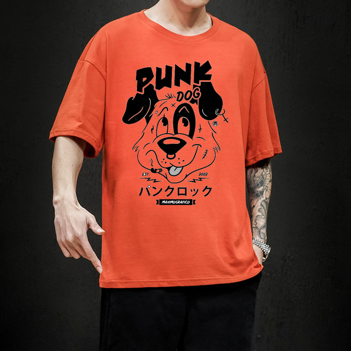 [HCM]( mẫu mới ) áo thun form rộng tay lỡ punk dog size 35-75kg