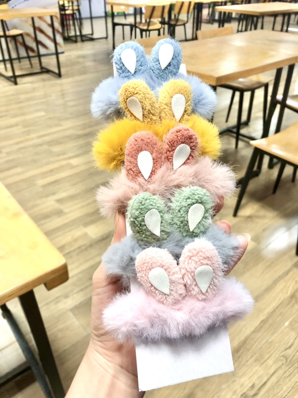 Set 2 buộc tóc cột tóc lông xù mềm mịn tai thỏ kim tuyến phong cách ulzzang hàn quốc pktl0512