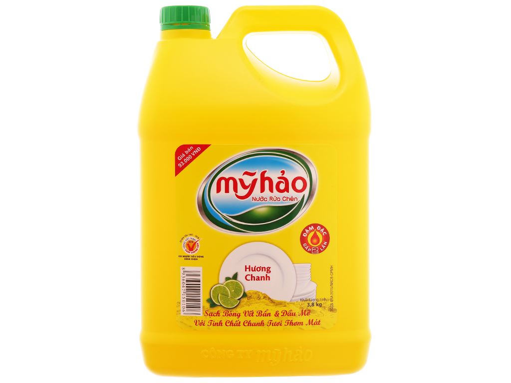 Nước rửa chén hương chanh Mỹ Hảo can 3.8kg