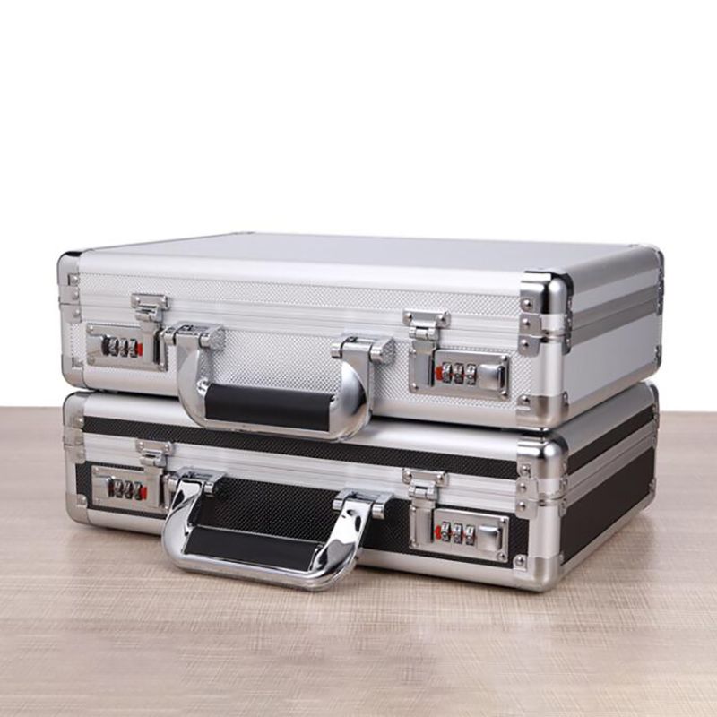 【original】 Portable Metal Toolbox Black/Silver Equipment Organizer Holder.