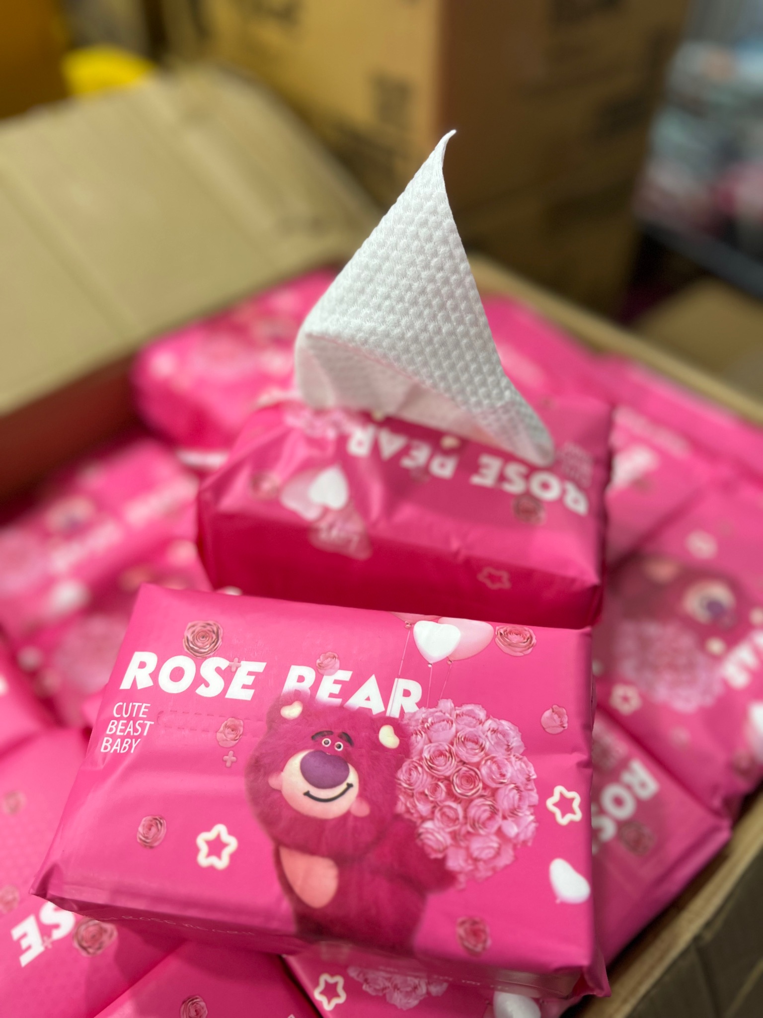 Khăn mặt khô đa năng gấu dâu ROSE BEAR