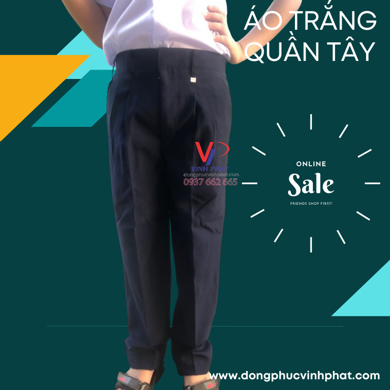Quần tây học sinh màu xanh đen cấp 1 & 2, Bo thun sau lưng, Quần Big size quá cỡ
