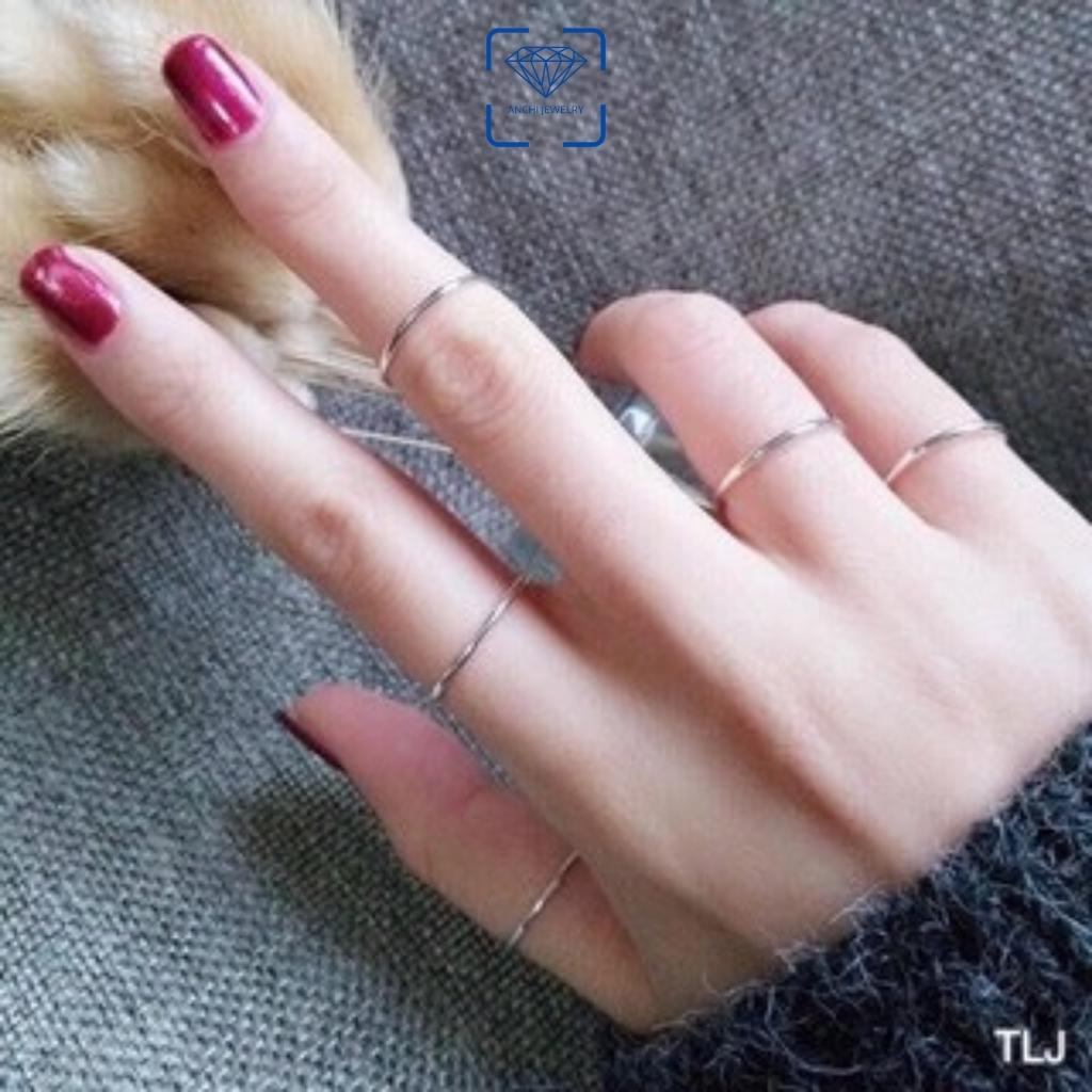 Nhẫn nữ học sinh 1k bạc ta basic đơn giản, Anchi jewelry