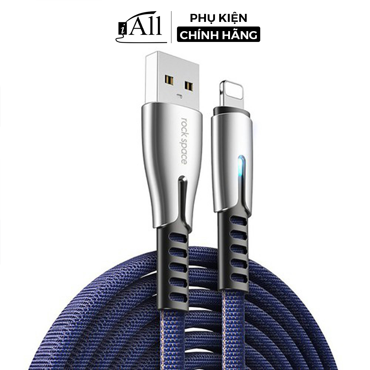 Cáp sạc lightning Rockspace M2 có đèn led báo sạc cho Iphone - iAll Store