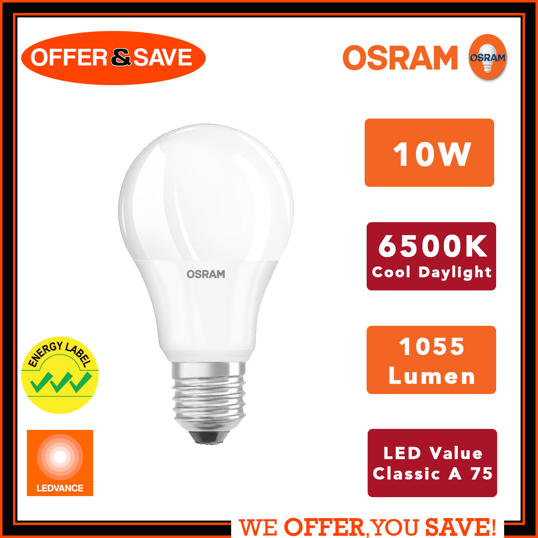 OSRAM LED Value Classic A 40 10W E27 Light Bulb (6500K Cool Daylight 865/ Warm White 827) | Lazada Singapore