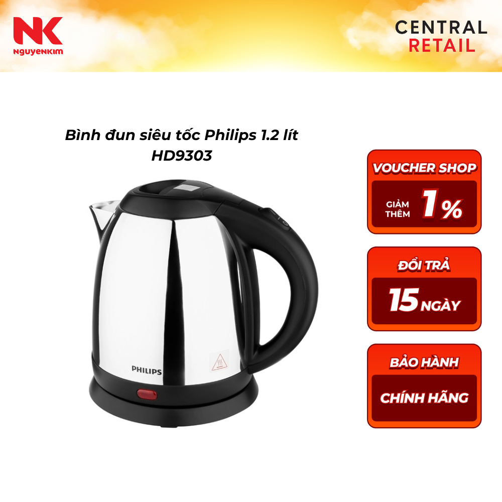 Bình đun siêu tốc Philips 1.2 lít HD9303