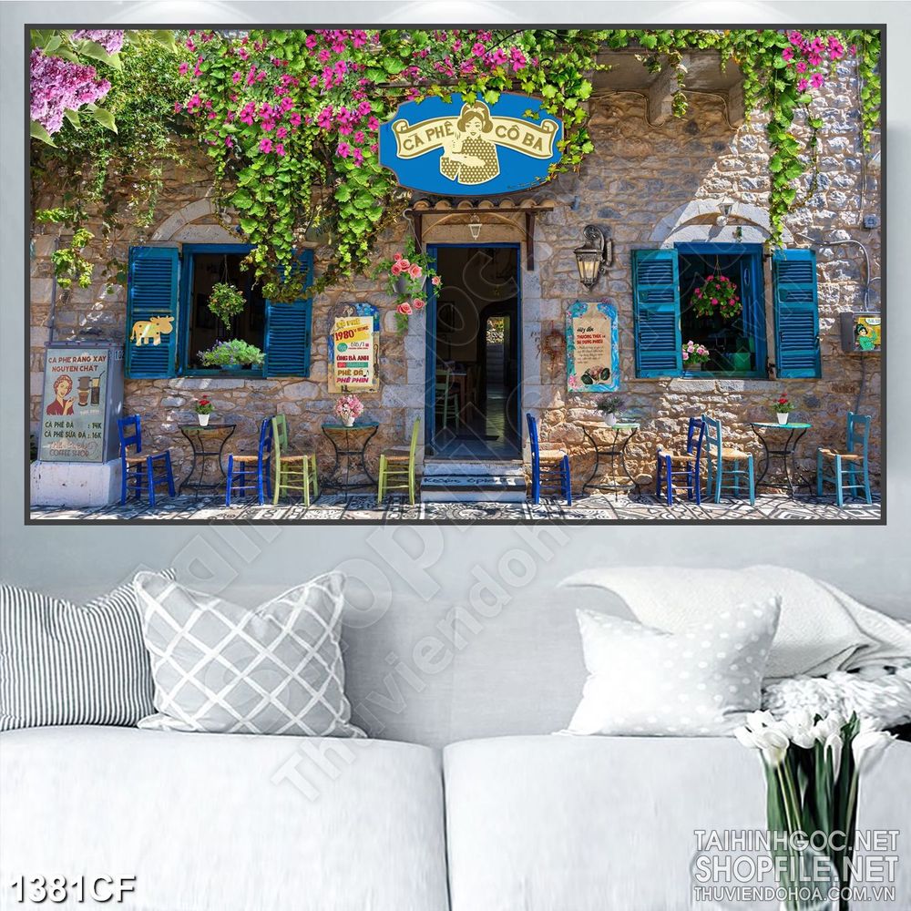 Tranh trang trí quán cafe, trà sữa, trà chanh, quán xá, cửa hàng có keo sẵn - House Decor 1381CF