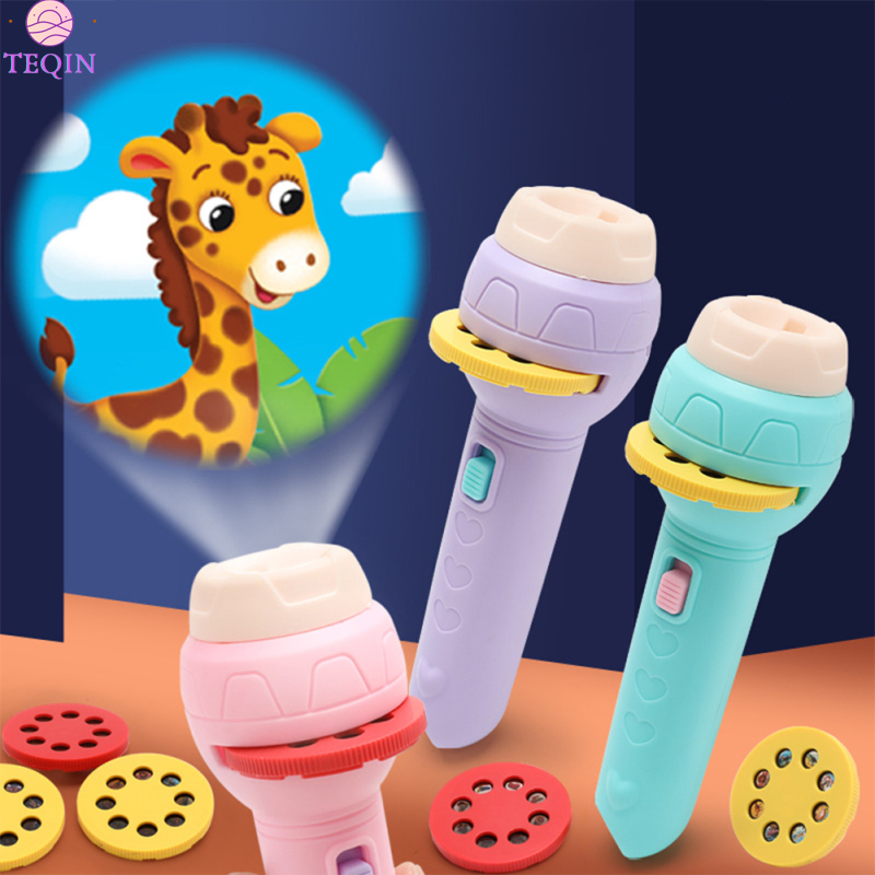 TEQIN IN stock Cognitive Projector Flashlight 56 Kinds Animal Pattern Projection Luminous Education Toys