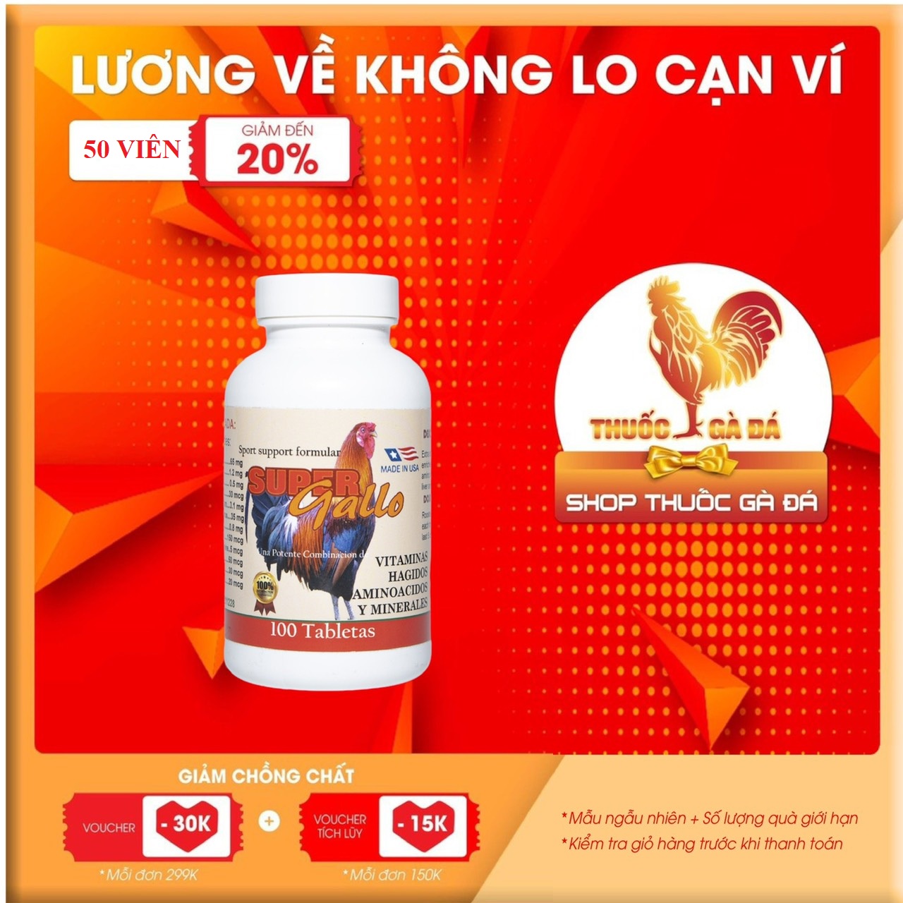 SUPER GALLO (mạnh gấp đôi GALLOMIN) -  nuôi gà chế độ thi đấu gà đá
