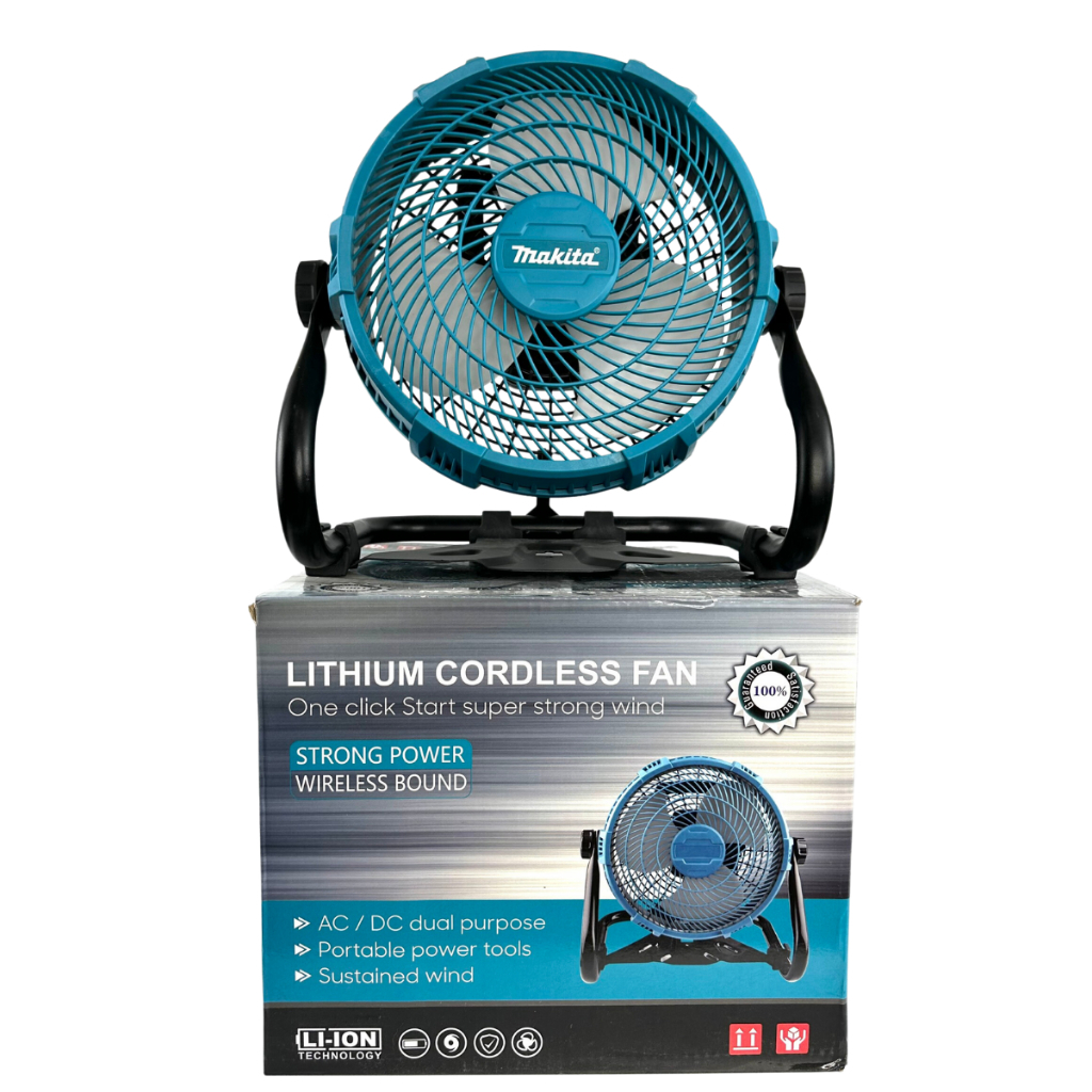 Quạt tích điện, quạt dùng pin Makita chân pin phổ thông 4cm 100 cấp độ gió