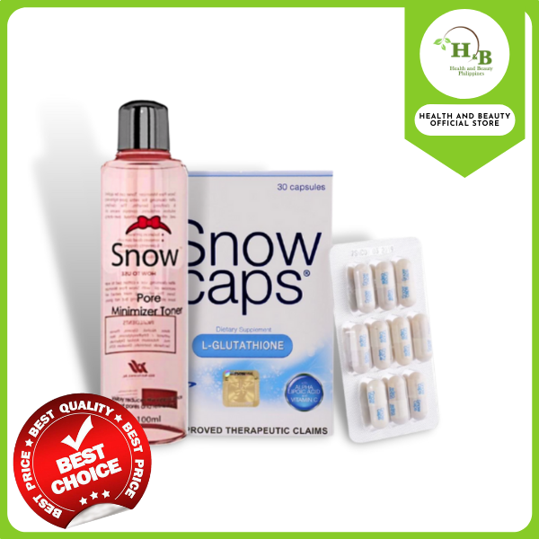 Snow-Caps L-Glutathione 500mg Skin-Whitening, Anti-aging and Anti-oxidant with Alpha Lipoic acid and Vitamin C Formula box of 30 Capsules and Snow skin-care whitening pore-minimizing Toner 100ml Set | Lazada PH Snow-Caps L-Glutathione 500mg Skin-Whitening, Anti-aging and Anti-oxidant with Alpha Lipoic acid and Vitamin C Formula box of 30 Capsules and Snow skin-care whitening pore-minimizing Toner 100ml Set | Lazada PH