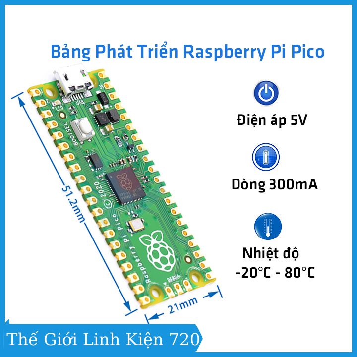 Bảng phát triển Raspberry Pi Pico Raspberry Pi PICO lõi kép RP2040 hỗ trợ Micro Python