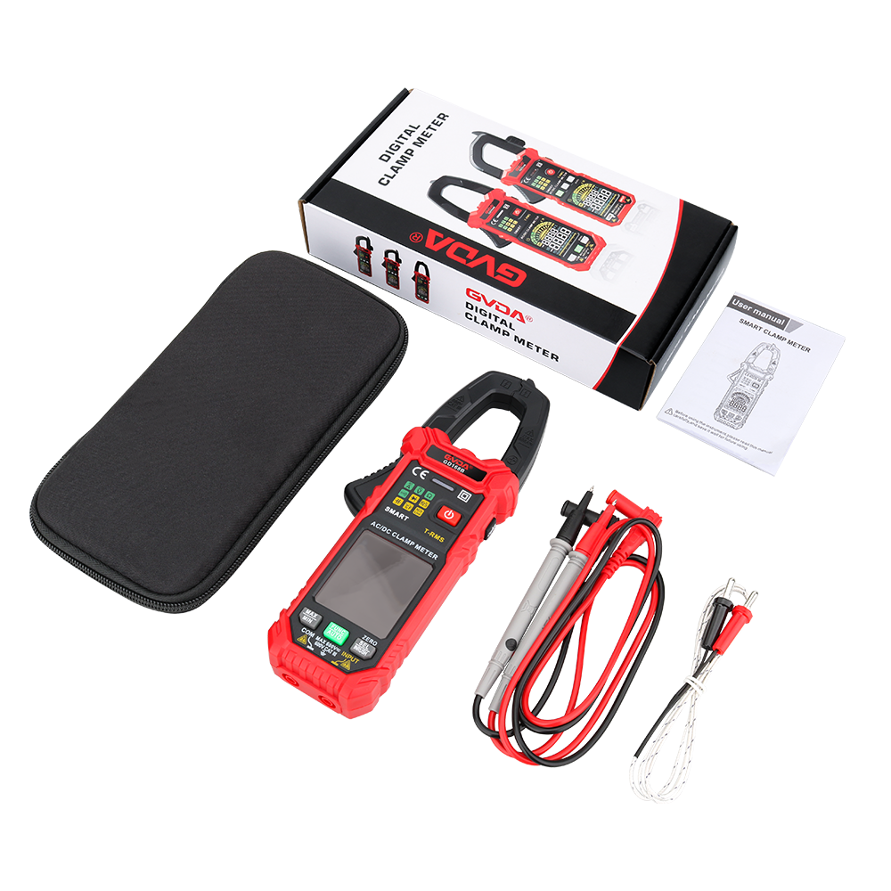 GVDA Auto Range 6000 Count True RMS NCV DC AC Voltage Inrush Current Tester Digital Clamp Meter Multimeter Resistance Capacitance Temperature Measurement Tester Automatic Voltmeter