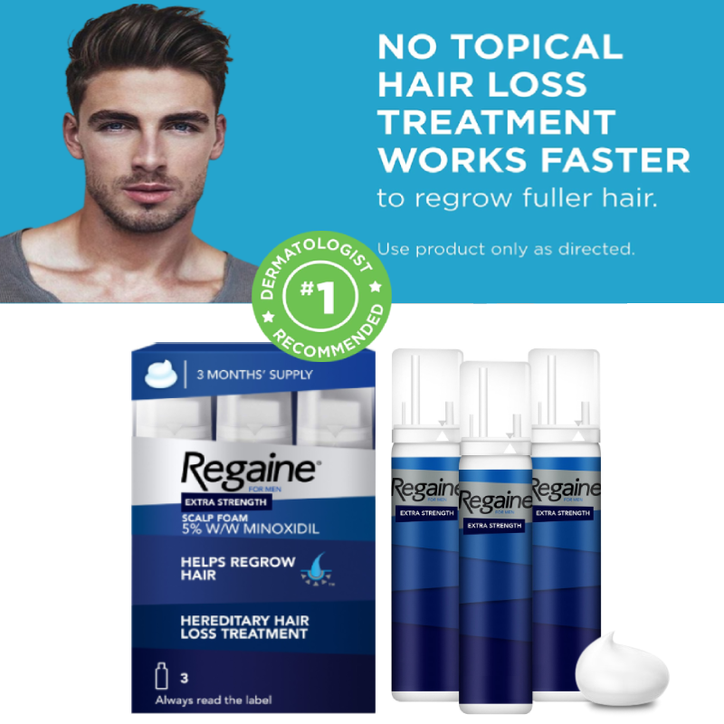 Men's Regaine (Rogaine Alike) 5% Foam for Hair Loss and Hair Regrowth,  Topical Treatment for Thinning Hair, 3 Month Supply | Lazada Singapore