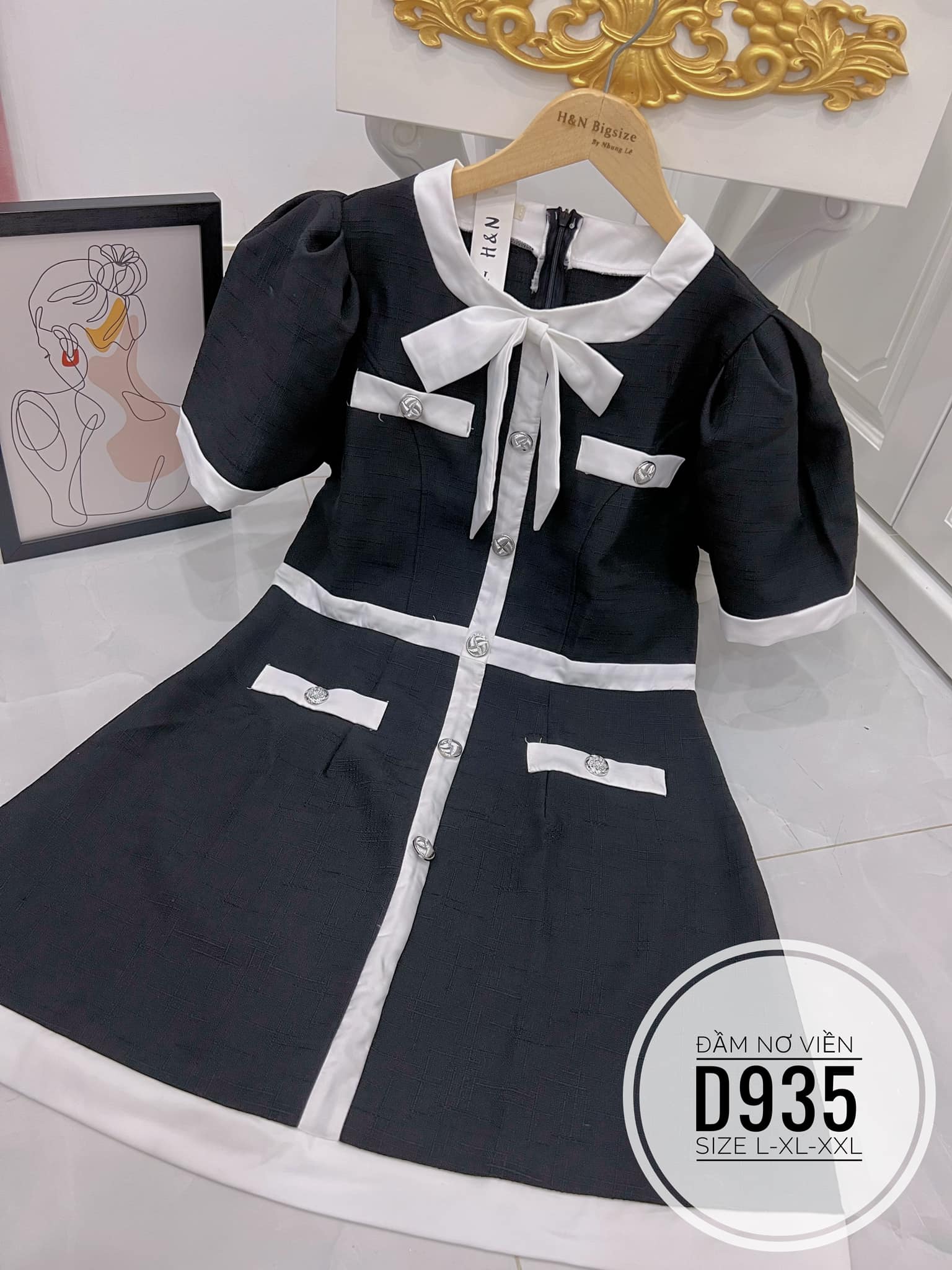 ĐẦM BIGSIZE GẤM NƠ VIỀN MÀU BASIC (L-2XL)