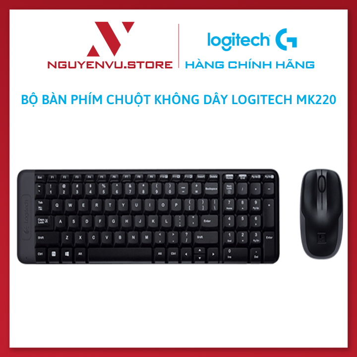 Bộ Bàn phím chuột không dây Logitech MK220 - Hàng Chính Hãng