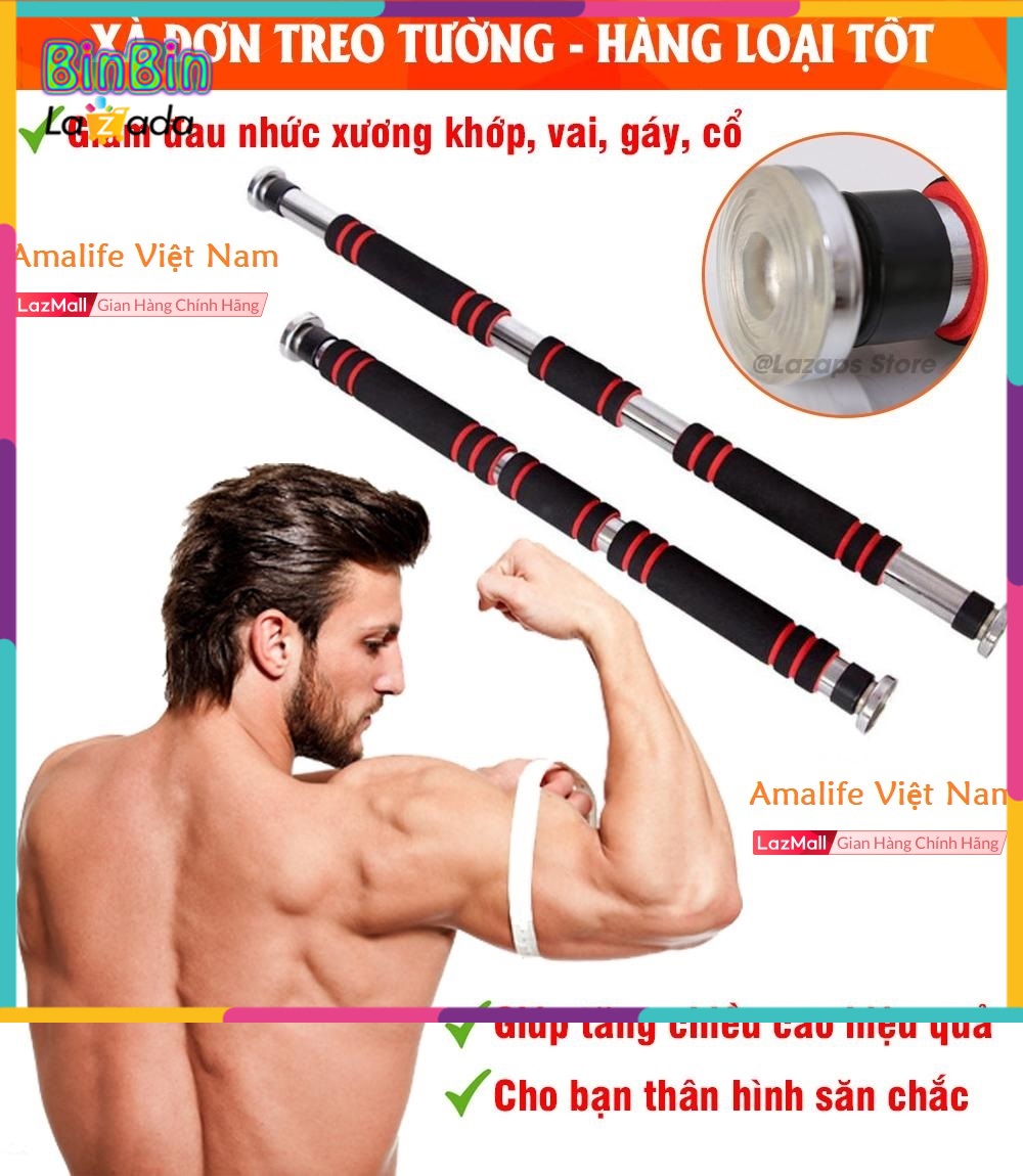 Xà đơn treo tường gắn cửa đa năng độ dài tùy chỉnh giúp bạn tập gym, tập cơ bụng, cơ vai, cơ xô; xà đơn treo tường cao cấp, gắn cửa độ dài tùy chỉnh 60-130cm - chính hãng amalife