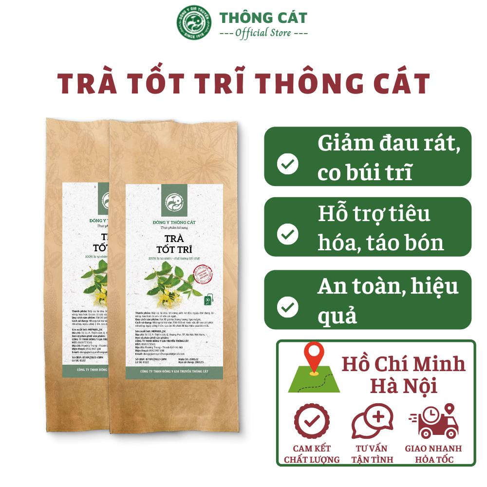 Trà trĩ Đông y gia truyền Thông Cát (Since 1918)- Hỗ trợ teo búi trĩ mọi cấp độ, giảm rát vùng do trĩ, ngăn trĩ tái phát