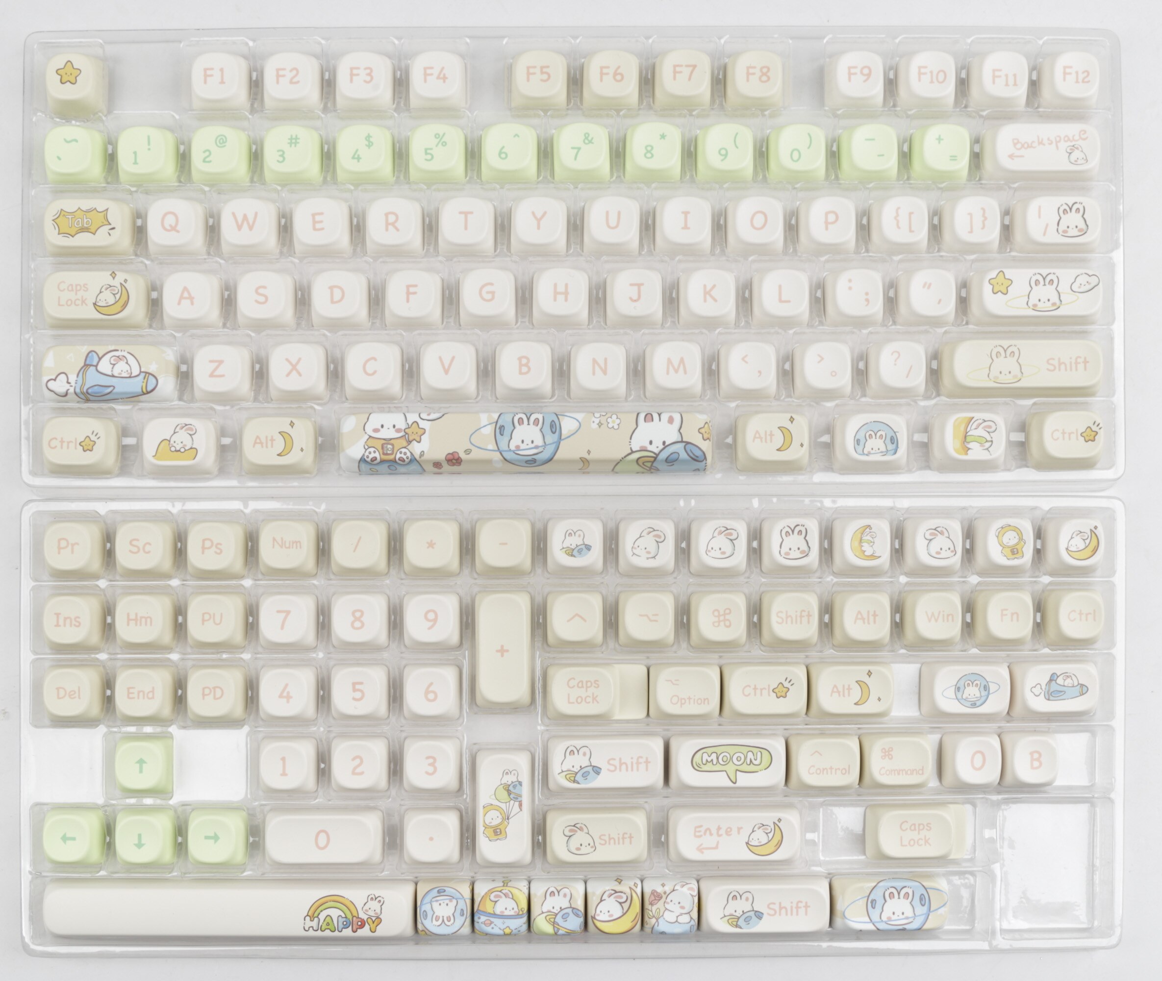 Space Rabbit Keycaps MOA Profile Personalized Keycap for Mechanical Keyboard with ANSI Layout for Mx Switch Mechanical Keyboard