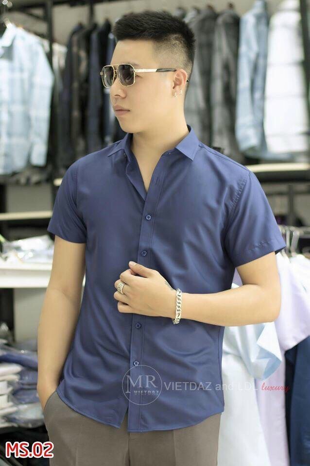 Áo sơ mi nam trơn cổ bẻ Cộc Tay Chất Đẹp