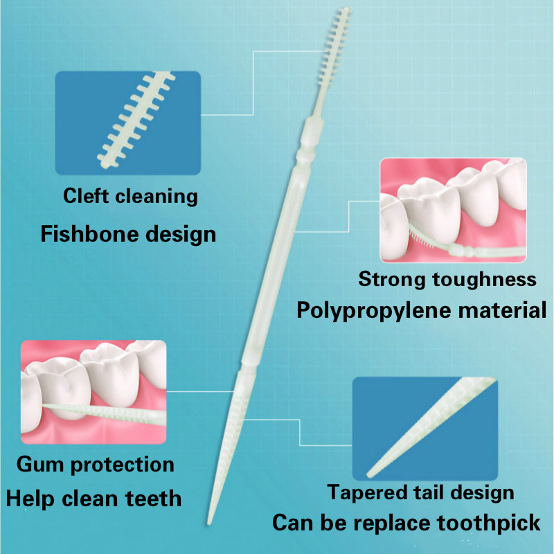 【Unique features】100pcs Disposable Double-headed Floss Hygiene Inter ...
