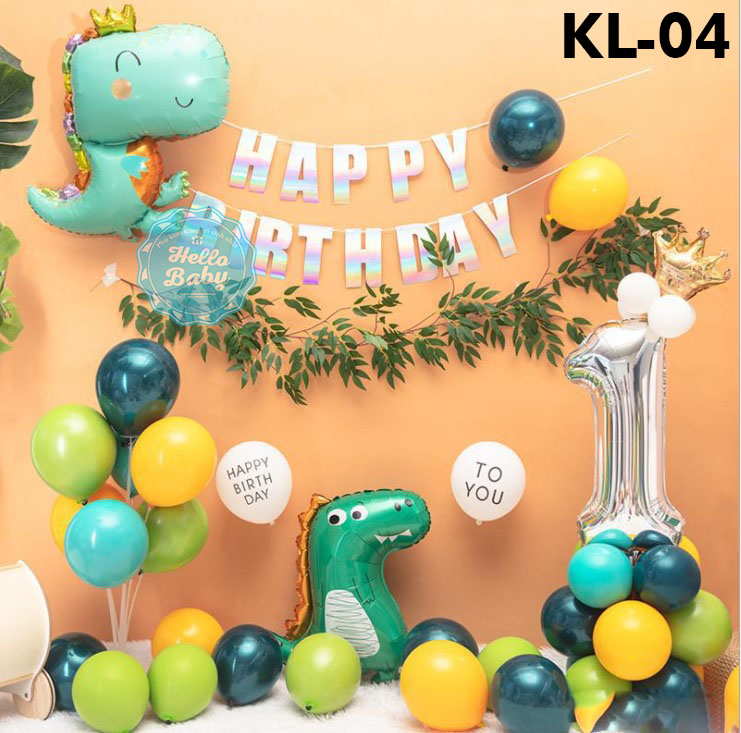 Set bóng trang trí chủ đề khủng long - KL (Bơm Bóng + Băng Keo Chuyên Dụng)