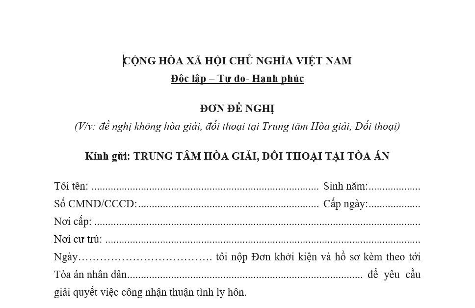 Combo 2 Đơn ly hôn thuận tình và đơn ly hôn đơn phương