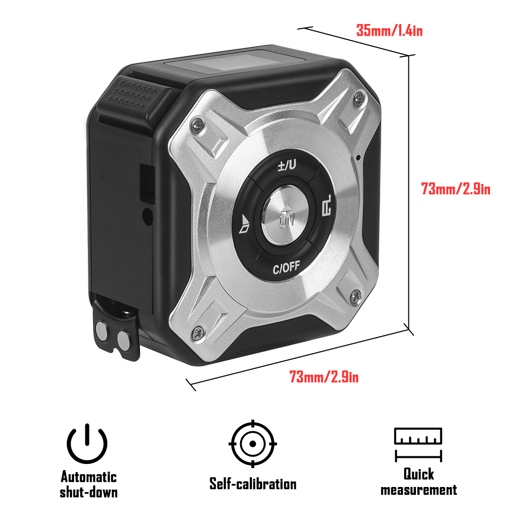 50M Laser Tape Measure Distance Meter Stainless Digital Retractable Roll Cord Rangefinder Woodworking Laser Measuring Instrument.