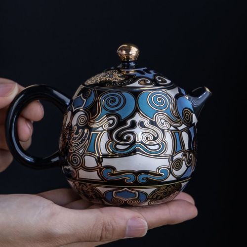 Gold and Silver Poked Taotie Pot, Dragon Egg, Silver Lid Ceramic Bowl, Tea Cup, Tea Bowl, Single Kung Fu Tea Set, Tea Making, Three Talents with Lid, Tea Pot, Tea Brewing, Tea Drinking