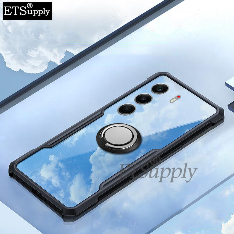 Phone case Tecno Camon 40Pro Hard Clear Transparent Shockproof Armor Car Adsorb Holder Ring Back cover Tecno Camon 40 Pro +.