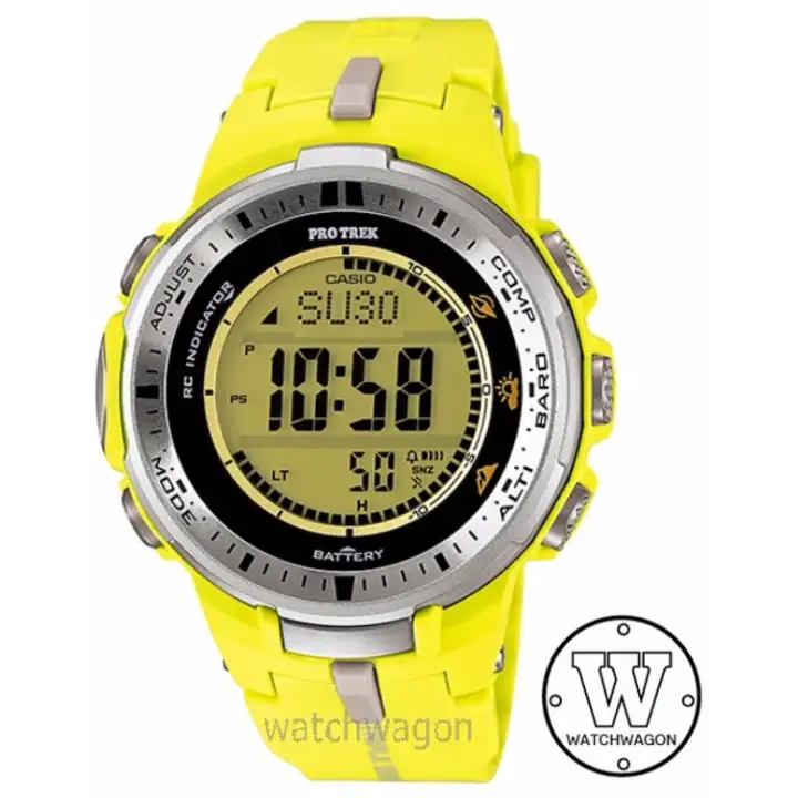 Casio Protrek Prw 3000 9b Tough Solar Multiband Triple Sensors Yellow Resin Band Pro Trek Prw3000 Prw 3000 Lazada Singapore